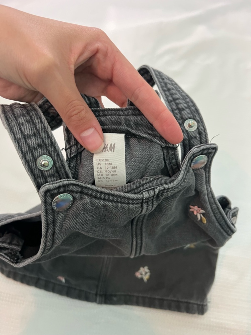 H&M Girls 18M Floral Denim Dress Summer Spring Girly Dress - Picture 2 of 5